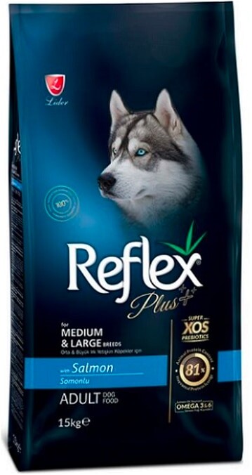 Reflex Plus Somonlu Orta Ve Büyük Irk Yetişkin Köpek Maması 15 KG | SRC: Barcode: 8698995003476